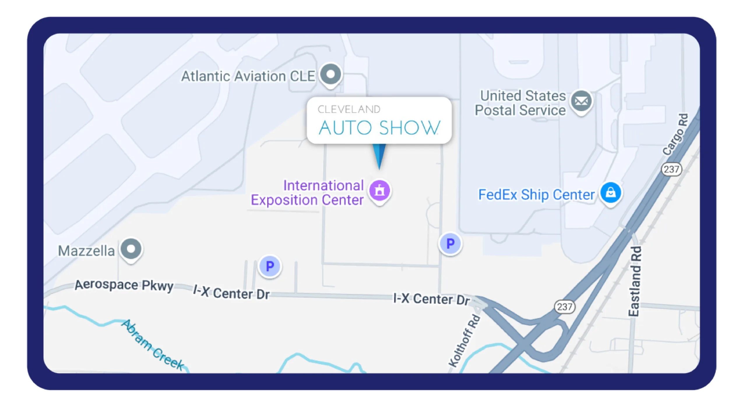 Image of the location map of Cleveland Auto Show